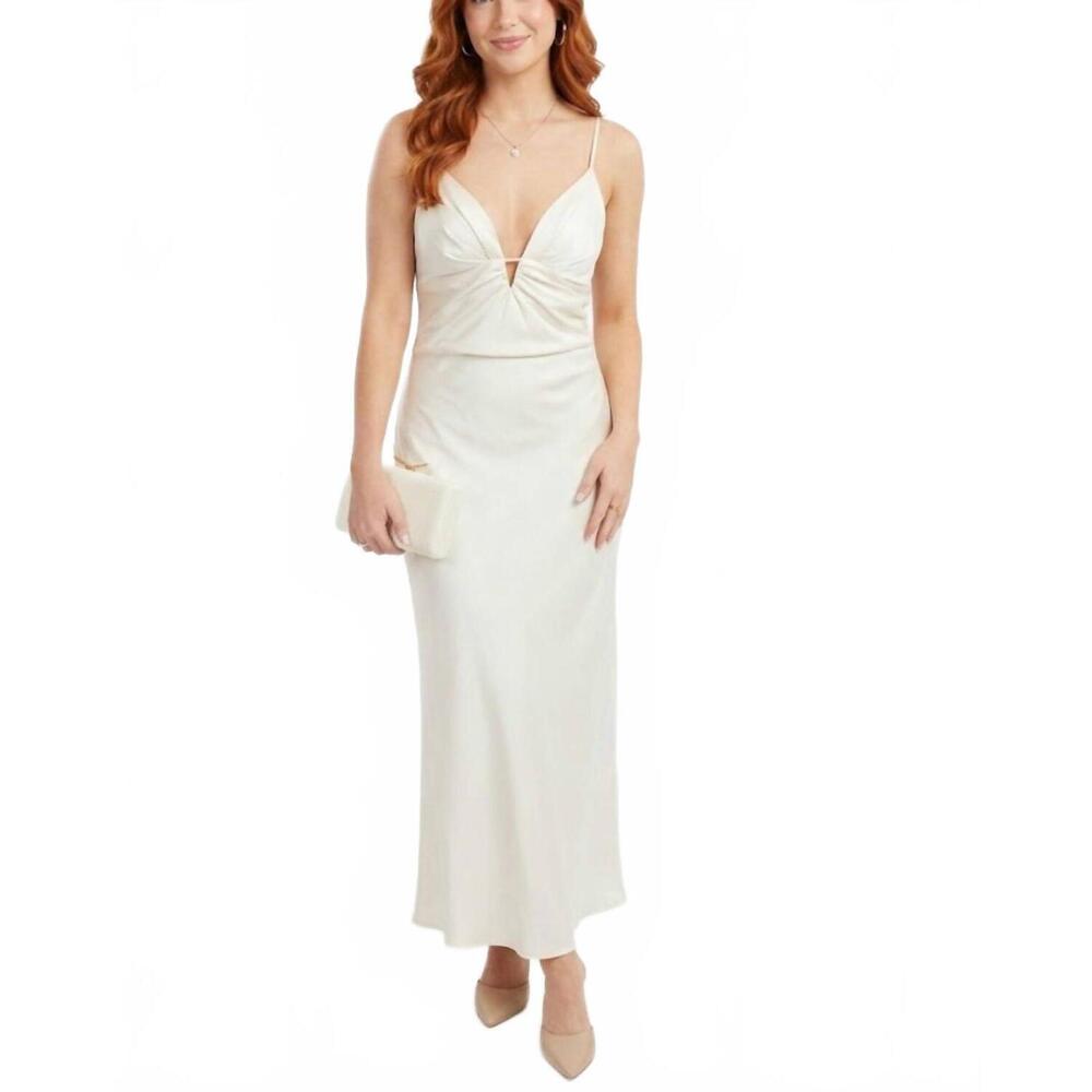 NEW Q2 carolyn satin maxi dress in warm ivory
